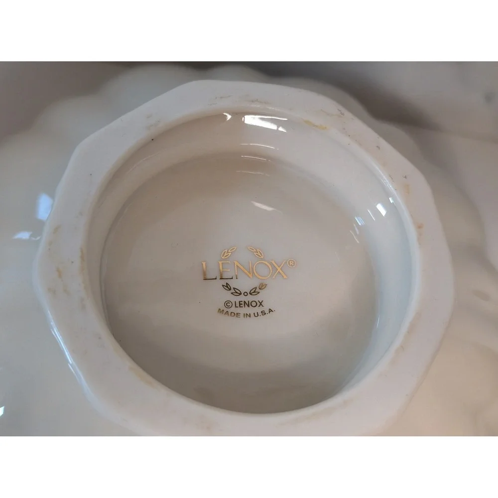 Lenox Symphony Ivory Fine China Scalloped Gold Trim 6 Inch Pedestal Bowl‎ USA